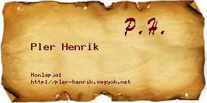 Pler Henrik névjegykártya